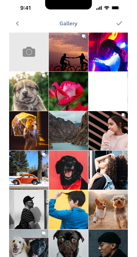 Choosing a photo from the gallery to add to a post